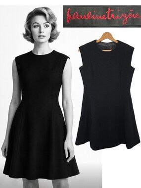 Pauline Trigère Womens Rare Couture Black Dress Size 12 Vintage 50s LBD Designer